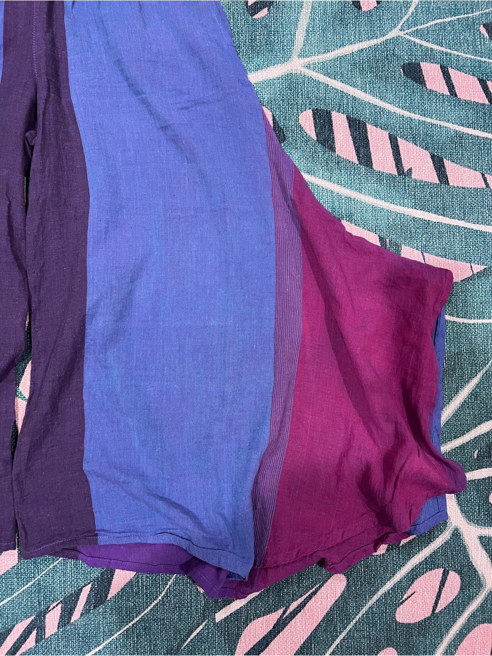 Dragonfly Boho Flowy Color Block Pocketed Bay Capri Paint w Tie - Picture 3 of 12